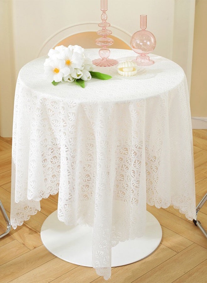 Lace Tablecloth,Small Table Cloth for Round Coffee Table 90 x 90cm -White - Image 1